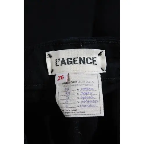 L'Agence Womens Zipper Fly Margot High Rise Skinny Jeans Black Size 26 NEW