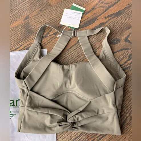 Halara SoftlyZero™ Plush Cut Out Cropped Yoga Tank Top Olive Green Size XS NWT