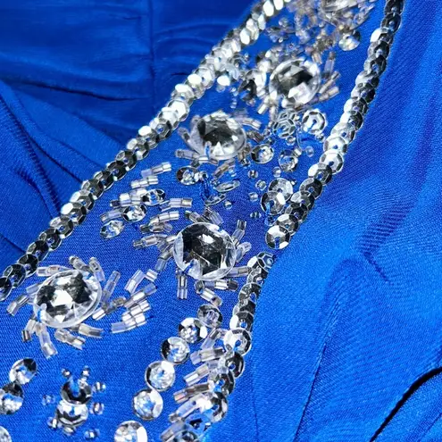 Hailey Logan Woman’s one shoulder dress with all over ruching royal blue size 12