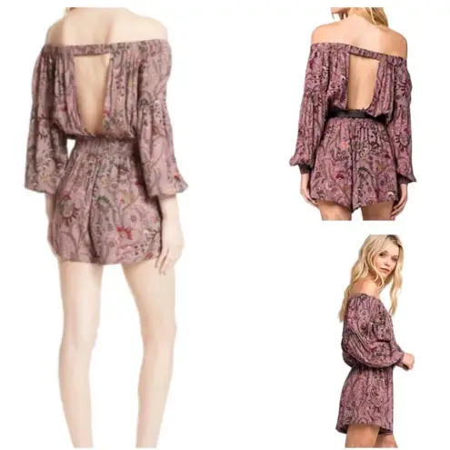 Free People  Pretty And Free Romper in mauve color combo size large