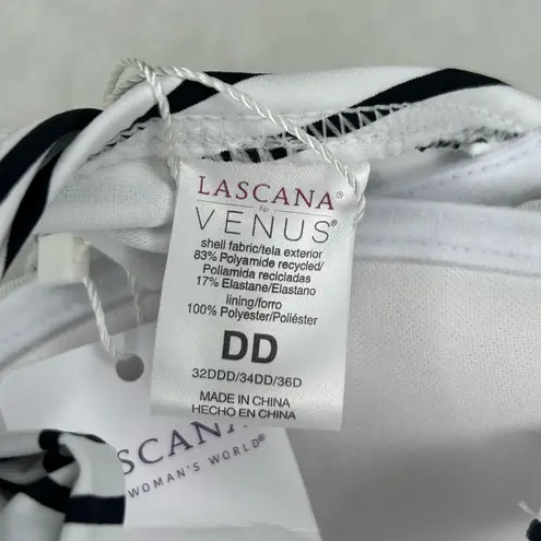 Lascana Venus Striped Bandeau Bikini Top 32DD/34DD Black Size undefined