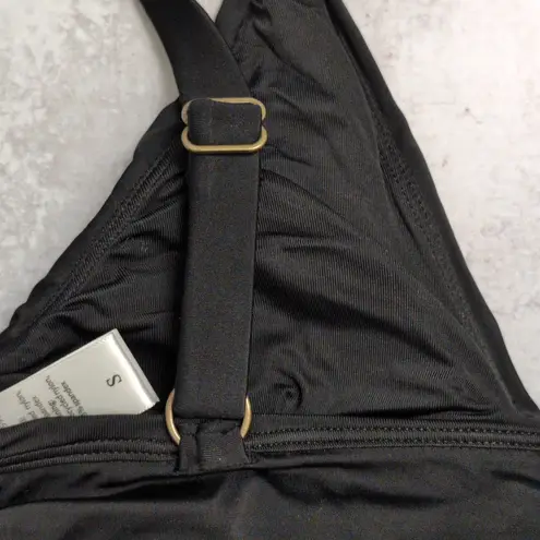 ANDIE Belmar Top Black Bikini Swimwear Bathing Suit Twisted V Neck Size L New