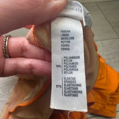 La Perla vintage Orange cinched one piece small sexy underwire bra swimsuit