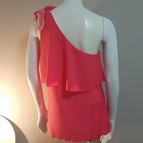 Ginger G NWT . Coral Ruffle One Shoulder Tank (M)