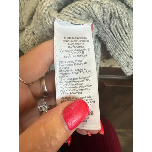 Women's J.Crew Light Grey Cable Knit Crew Neck Sweater S