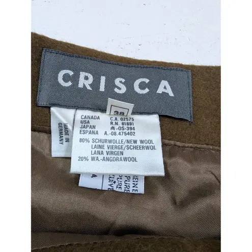 CRISCA Brown Wool Angora Blend Fringe Wrap Skirt Size 38 Made in Germany