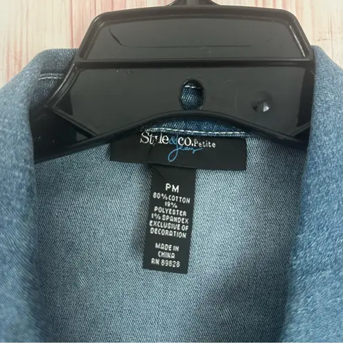 Style & Co  Petite Jewel Studded Denim Vest