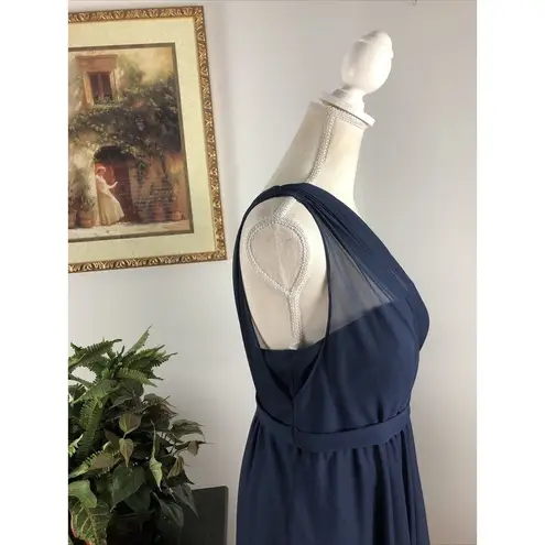 David's Bridal  Bridesmaid Dress size 12 Blue One Shoulder Lined