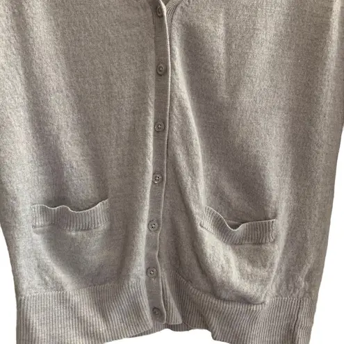 Lord and Taylor Light Gray Extra Fine Merino Wool Button Down Cardigan