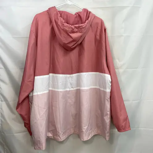 D.e.t.a.i.l.s INTL women's pink tricolor full zip hood windbreaker track jacket Size 3X