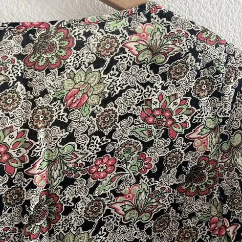 Ralph Lauren Denim & Supply Dark Floral Lightweight 100% Cotton Lace Trim Medium Black