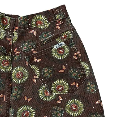 Bonjour Vintage Denim Shorts Sunflower Butterfly Floral Boho Hippie 90s Size 26