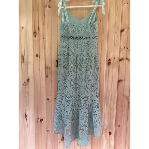 Lulus NWT  Won Your Heart Sage Green Lace Tie-Strap High-Low Midi Dress Size L thumbnail 4