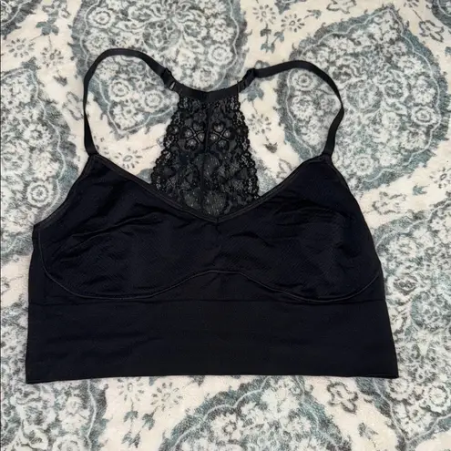 Black Lace Racerback Bra with Stretchy Comfort Size undefined