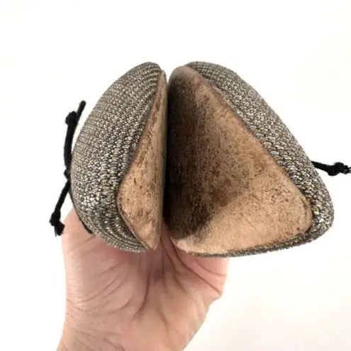 J.Crew Womens Gemma Glitter Ballet Flats Silver Size 7