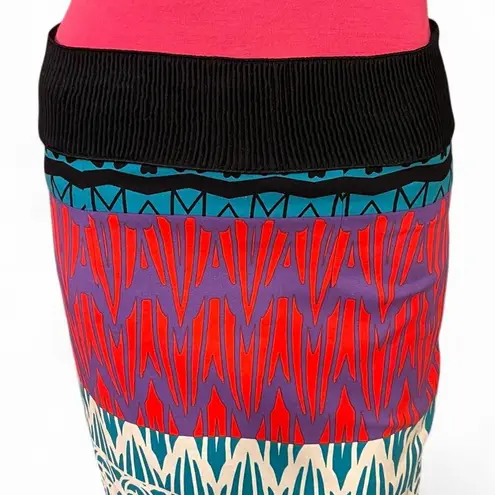 Plenty By Tracy Reese Multicolor Geometric Print Skirt Size 2 Stretch Waistband