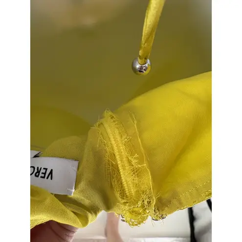 Veronica Beard Yellow Ruched Halter Maxi Dress