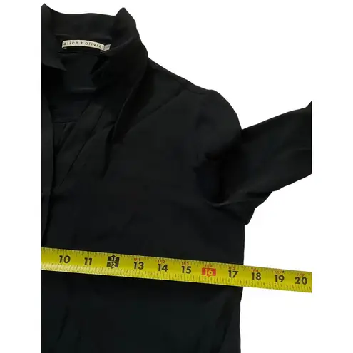 Alice + Olivia Black Silk Blend Collared Shirt