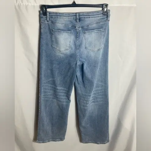 Ymi Jeans USA Wide Leg Crop Denim Blue Size 17/33 High Rise Los Angeles