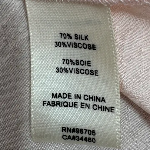 Rebecca Taylor Daniella Floral Jacquard Silk Blend 3/4 Tie Sleeve Blouse Pink 4