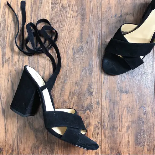 Ivanka Trump • Kuriel suede ankle tie sandals wrap strappy criss cross heeled