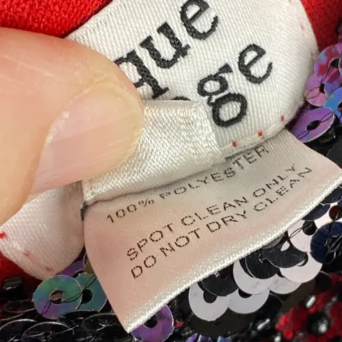 Unique Vintage Red Black Sequin Fringe Flapper Dress 1920s Gatsby Small