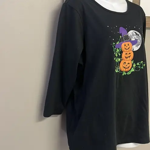 Holiday Editions Halloween Black 3/4 Sleeve T