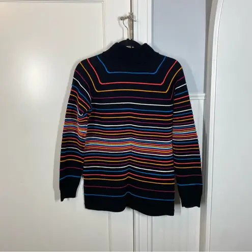 Spyder Merino Wool Quarter Zip Pullover Sweater Sz. Large Multicolored 3D Stripe