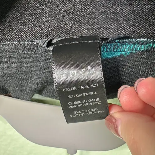 Ali Miles Sweater Women L Embroidered Colorblock Cowl Neck Oversized Tunic Art Black Size L