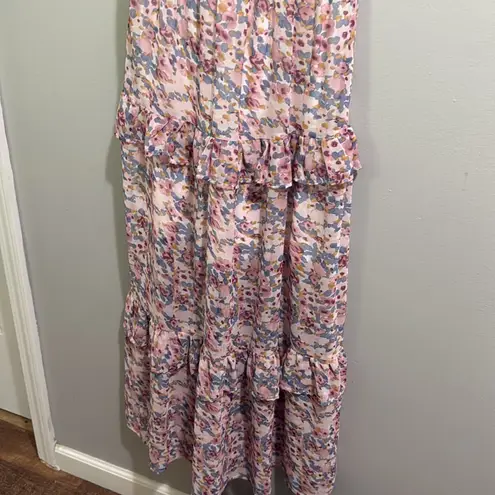 FSL Apparel floral print ruffled halter top maxi dress White