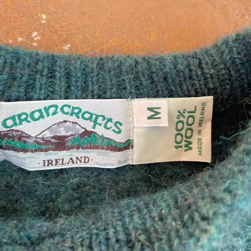 Polo Jean Co. Aran Crafts 100% Merino Wool Chunky Knit Irish Green Pullover Sweater 