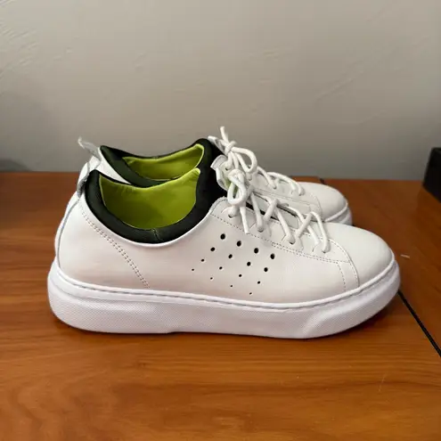 Samuel Hubbard Women's Flight Sport White Leather Sneaker Casual Green Detail W8 Size 8