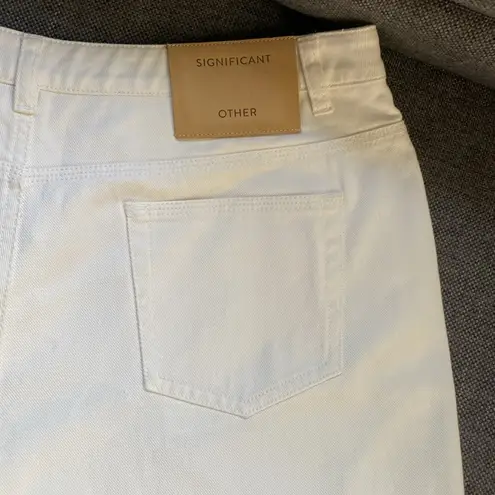 NWT Significant Other Phoebe Short Size US 10 Ivory White Denim Angled Fly Loose