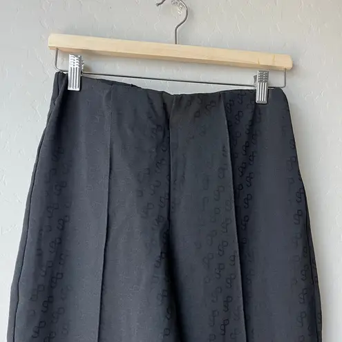 Saks Potts Pants Black Lissi Logo Jacquard High Rise Straight Leg Pants Size 1