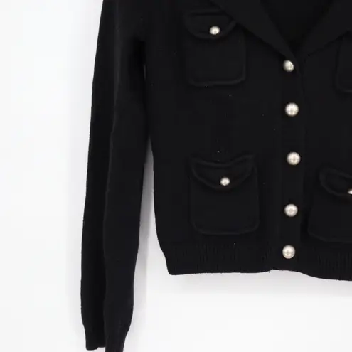 Mossimo Denim Mossimo Black Knit Button Front Cardigan Jacket Blazer Style Pockets Size M