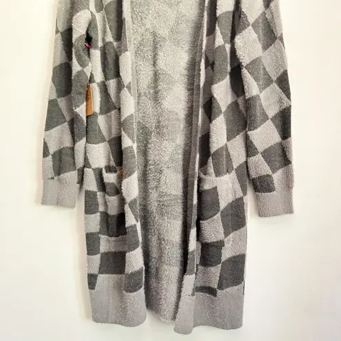 Simply Southern NEW  Plaid Open Midi Cardigan Sweater Gray Size L