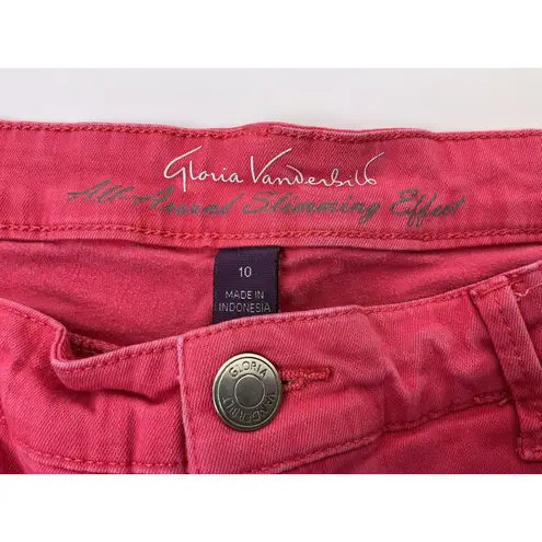 Gloria Vanderbilt Women's Capri Jeans Size 10 Pink Embroidered Cropped Pants