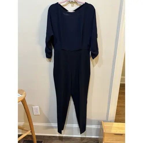 Reiss Ania Jumpsuit size 8 navy long sleeve Blousen Double Layer Top