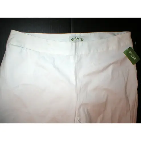 Orvis New Womens 16 Office Slacks Pants White Trouser Chino Side Zip Flat NWT