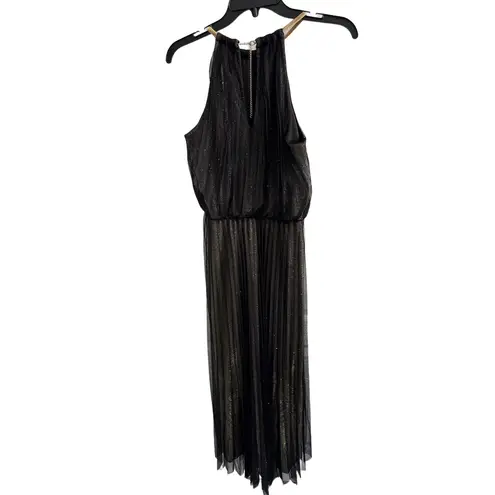 MSK Petite Black Metallic Shimmer Halter Maxi Gown Women’s Size 10P