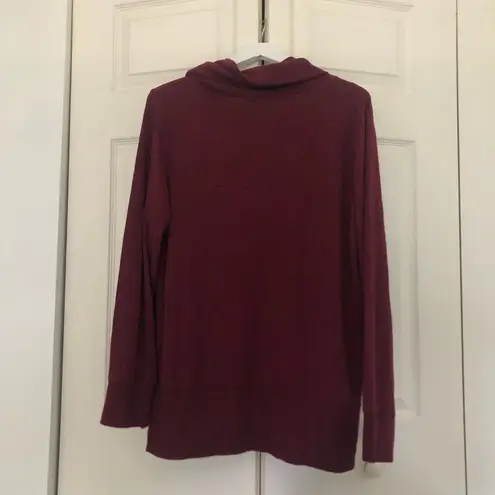 Nine West Women's  Fuzzy Long Sleeve Cowlneck Top Wine Red Sweater Size XL