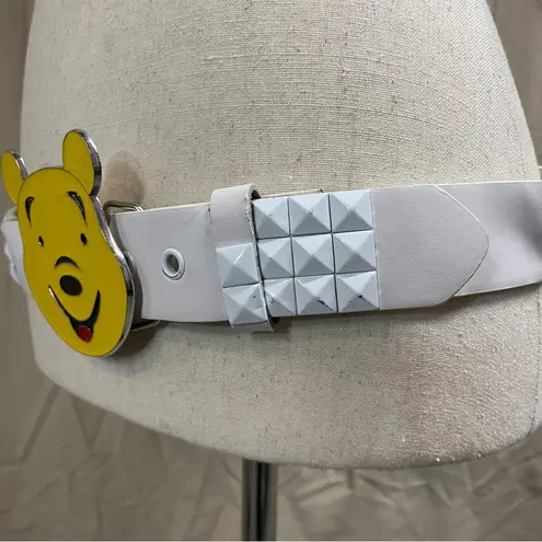 Winnie the Pooh Belt Buckle White Pyramid Stud Belt Sz M CuteGoth Disney Kidcore
