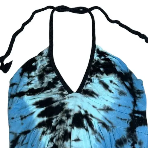 Boston Proper Green Dragon for Blue Tie Dye Halter Sundress Casual Dress Sz XL