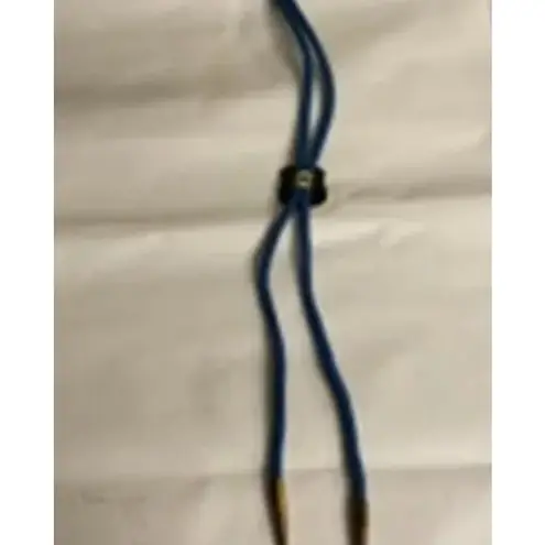 Vintage Western Bolo Tie Blue Cord Gold Crown Emblem Black Shield