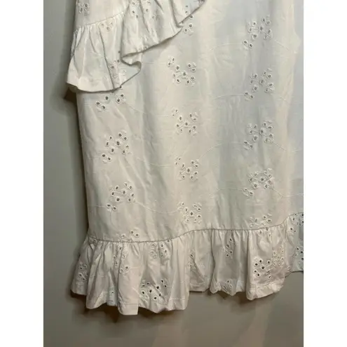 ASOS  White Lace Cut-out Ruffle Tiered Mini Dress Size 12