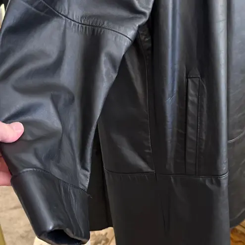 Vintage Rhinestone Studded Black Leather Women's Jacket with Shoulder Pads Size 1X