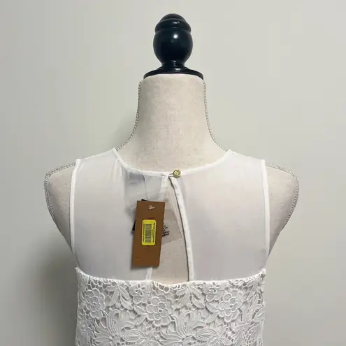 Cremieux Off White Sleeveless Semi Sheer Lace Floral Overlay Top NWT Small