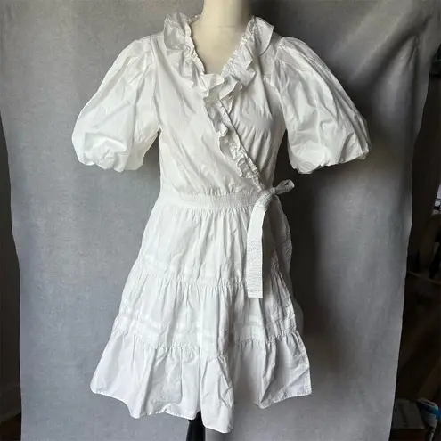 En Saison Loren White Ruffle Wrap Minidress Size L Short Sleeve Summer Sundress Size L