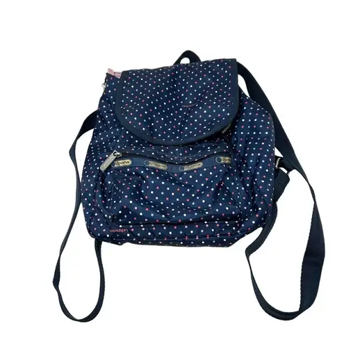 LeSportsac Navy Blue Polka Dot Print Backpack Bag
