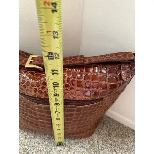 Lord & Taylor Crocodile Embossed Brown Leather Alligator Handbag
